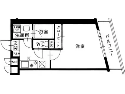パルデ百道(1K/4階)の間取り写真