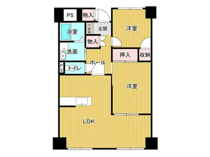 第6吾郷ビル(2LDK/2階)の間取り写真