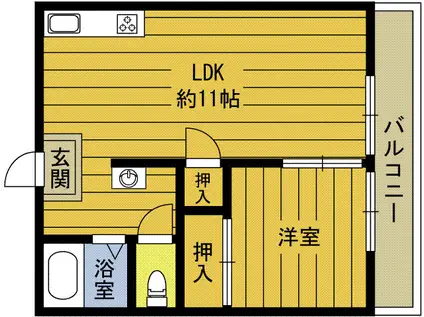 グリーンビル萩原(1LDK/1階)の間取り写真