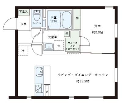 レピュア目黒本町レジデンス(1LDK/1階)の間取り写真