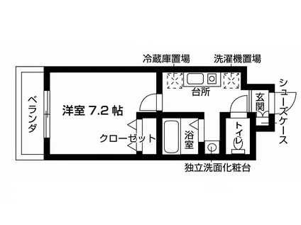WELLコート山手(1K/2階)の間取り写真