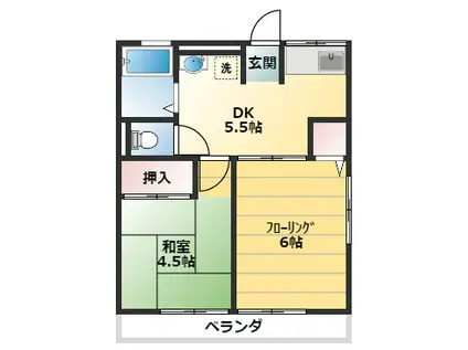 シティハイム ハイムイサム(2DK/2階)の間取り写真