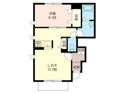 プロヌーブY(1LDK/1階)の間取り写真