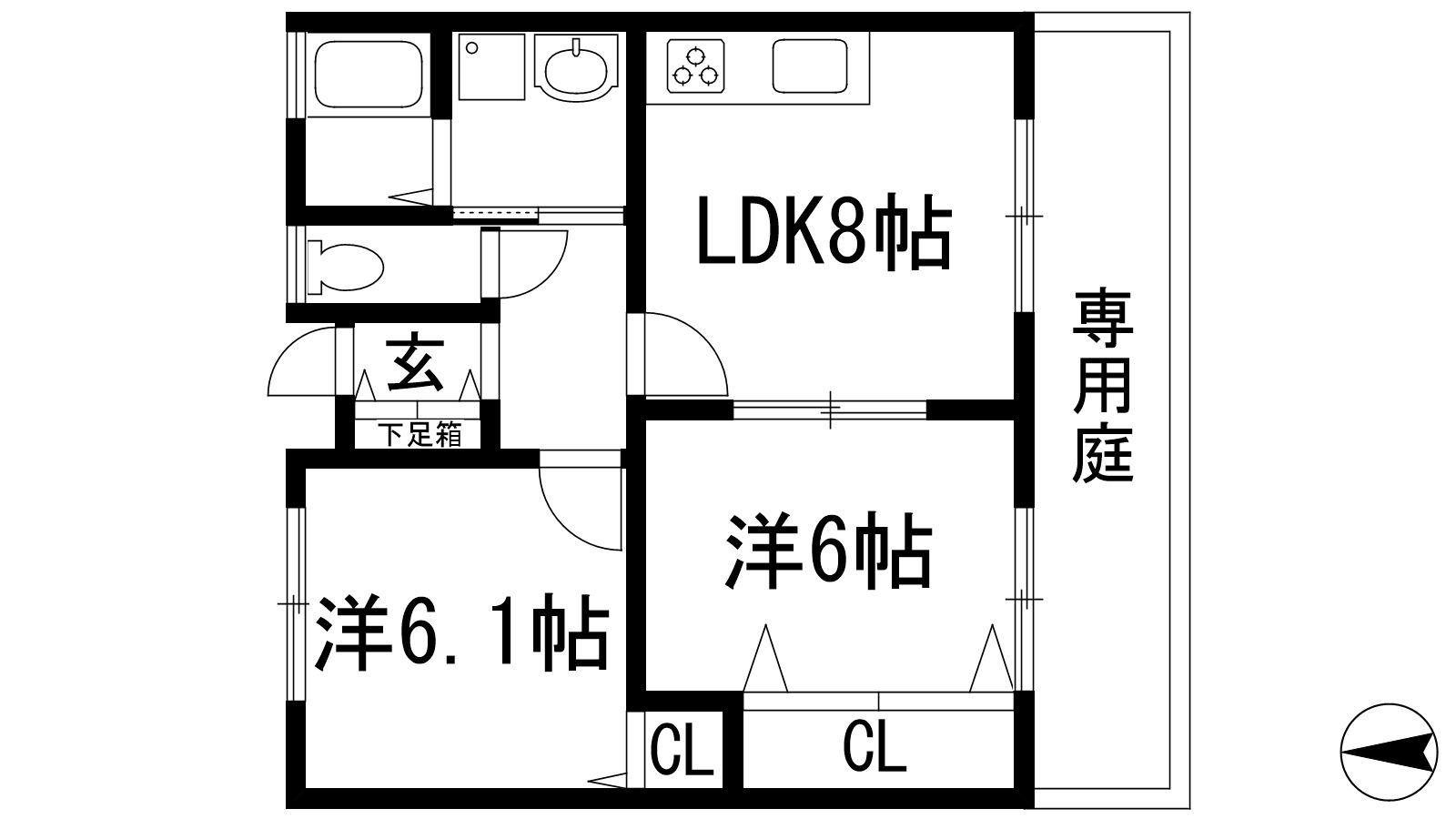 シャン・ドゥ・オルキデ(2LDK/1階)の間取り写真