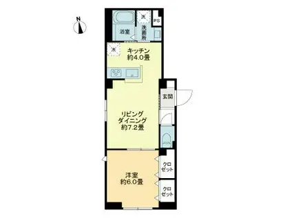 ルミケオ大手町(1LDK/1階)の間取り写真