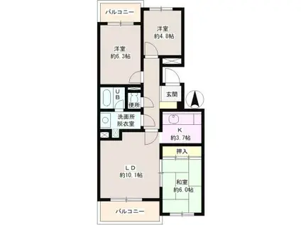 アビタシオン芦花公園(3LDK/1階)の間取り写真