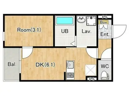 オードビー幕張本郷(1DK/3階)の間取り写真