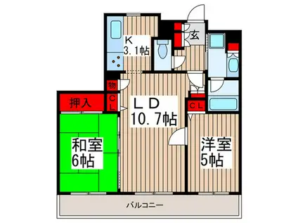 ライオンズステーションプラザ南浦和(2LDK/14階)の間取り写真