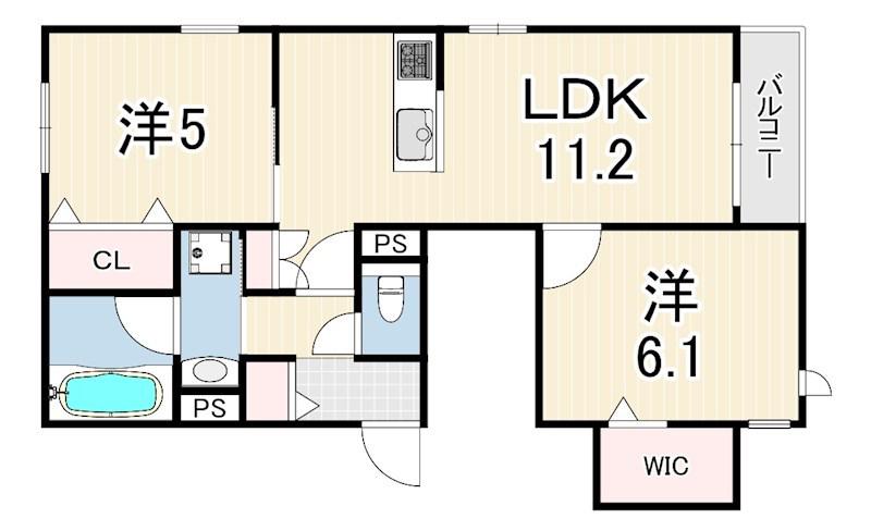 へーベルメゾンさくら夙川(2LDK/2階)の間取り写真