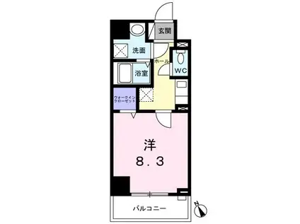 ウエスト GROVE(1K/4階)の間取り写真