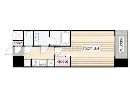 フローラル東別院(1K/4階)の間取り写真