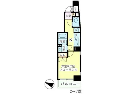 プルナス森下(1K/6階)の間取り写真