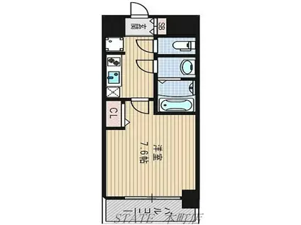 プランドール江戸堀レジデンス(1K/3階)の間取り写真