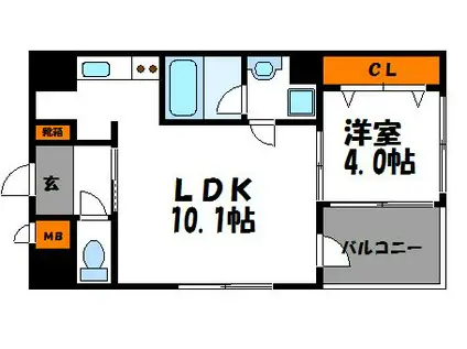 BLANC SALON(1LDK/2階)の間取り写真