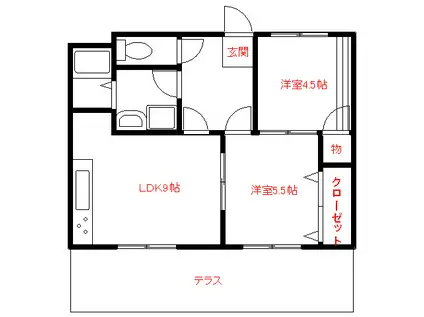 横田マンション(2DK/1階)の間取り写真