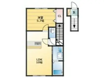 ルグラン桂木IIA棟(1LDK/2階)の間取り写真