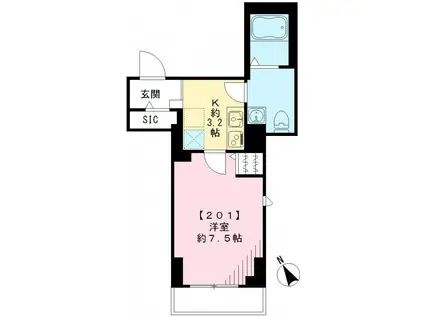 ティーエムブジョー(1K/2階)の間取り写真