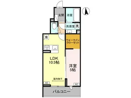 草加市氷川町PJIV A(1LDK/3階)の間取り写真