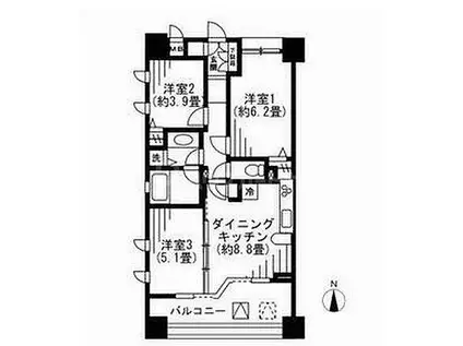ラナイタウン・ルネッサンス・プラザハウス(3DK/8階)の間取り写真