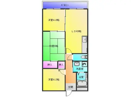 カーサフィオーレ弐番館(3LDK/2階)の間取り写真