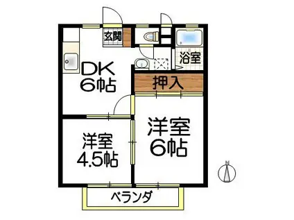サンライフ日吉台(2DK/2階)の間取り写真