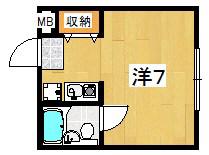 シャルム枚方(ワンルーム/1階)の間取り写真