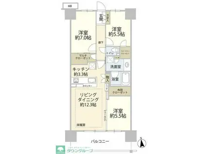 AQUA SUITE(3LDK/12階)の間取り写真