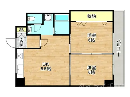 高井田青山ビル(2DK/2階)の間取り写真