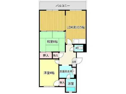フェリカ葉山(2LDK/3階)の間取り写真