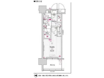 グランド・ガーラ川崎西口(1K/15階)の間取り写真