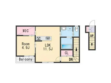 グランロー(1LDK/2階)の間取り写真