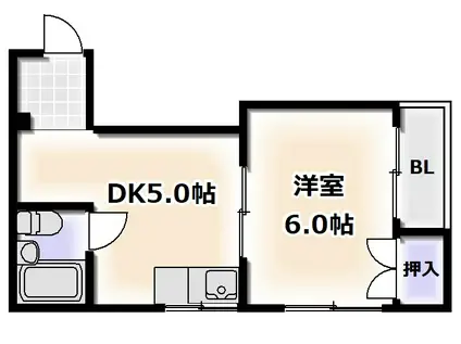 マンションいずみ(1DK/3階)の間取り写真
