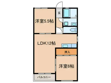 大東マンション北屋敷(2LDK/2階)の間取り写真