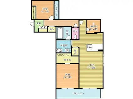 シャーメゾン優蒼の杜 壱番館(2LDK/3階)の間取り写真