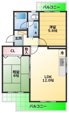 メイ92(2LDK/4階)の間取り写真