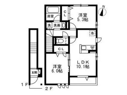 パークガーデン石神井公園(2LDK/2階)の間取り写真