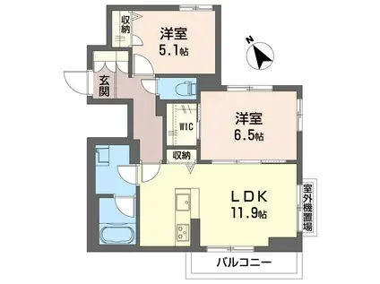 デューウッド C(2LDK/3階)の間取り写真