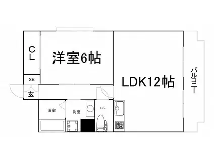 エーリ夕陽ヶ丘(1LDK/2階)の間取り写真