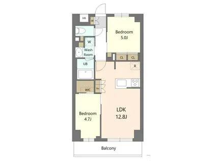 S-RESIDENCE東浦和AGUA(2LDK/4階)の間取り写真