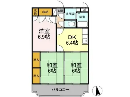 レジデンス東望(3DK/4階)の間取り写真