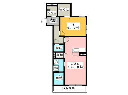 シャーメゾンステージ加納本町(1LDK/2階)の間取り写真