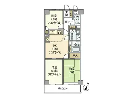 ライオンズマンション松戸二十世紀が丘(3DK/5階)の間取り写真