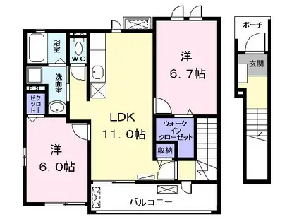 あおなみ線 港北駅 徒歩18分 2階建 築13年(2LDK/2階)の間取り写真