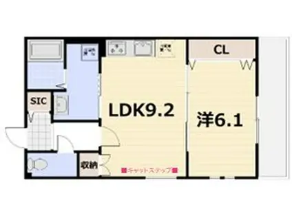 FORCE西院(1LDK/2階)の間取り写真