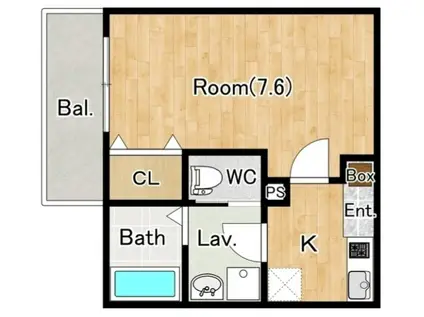 ジーメゾン千葉長州フィオーレ(1K/2階)の間取り写真