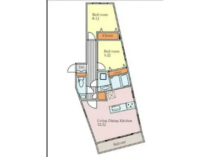 サンセリテ南麻布(2LDK/2階)の間取り写真