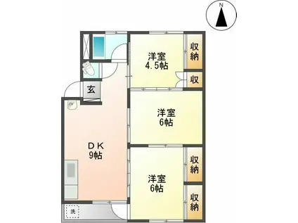 朝霧ビル(3DK/2階)の間取り写真