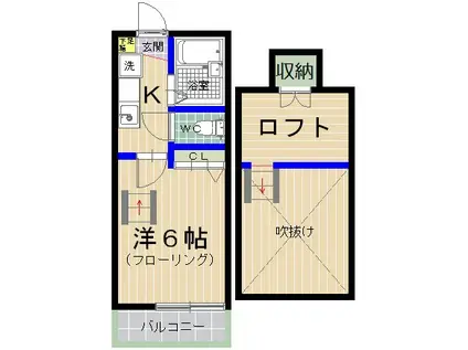 エムビル高美台(1K/2階)の間取り写真