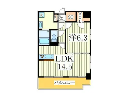 ARL GRACE HILL(1LDK/9階)の間取り写真