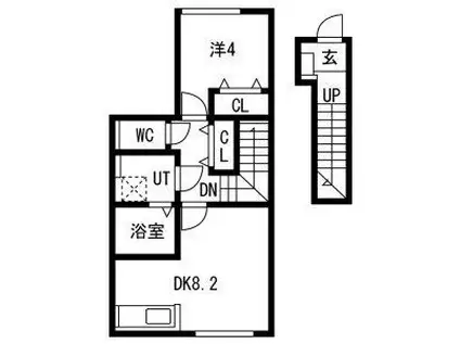 とってもたのし荘 (1LDK/2階)の間取り写真